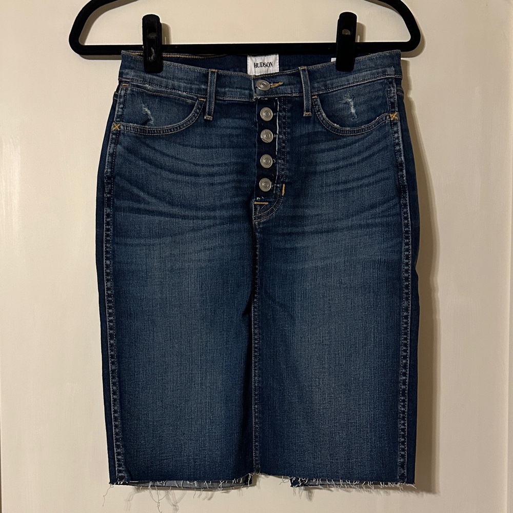 Hudson Denim Button-Up Pencil Skirt